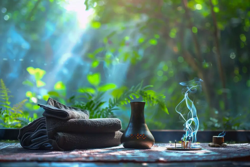 holistic wellness marketing solutions with peaceful spa setting and incense
