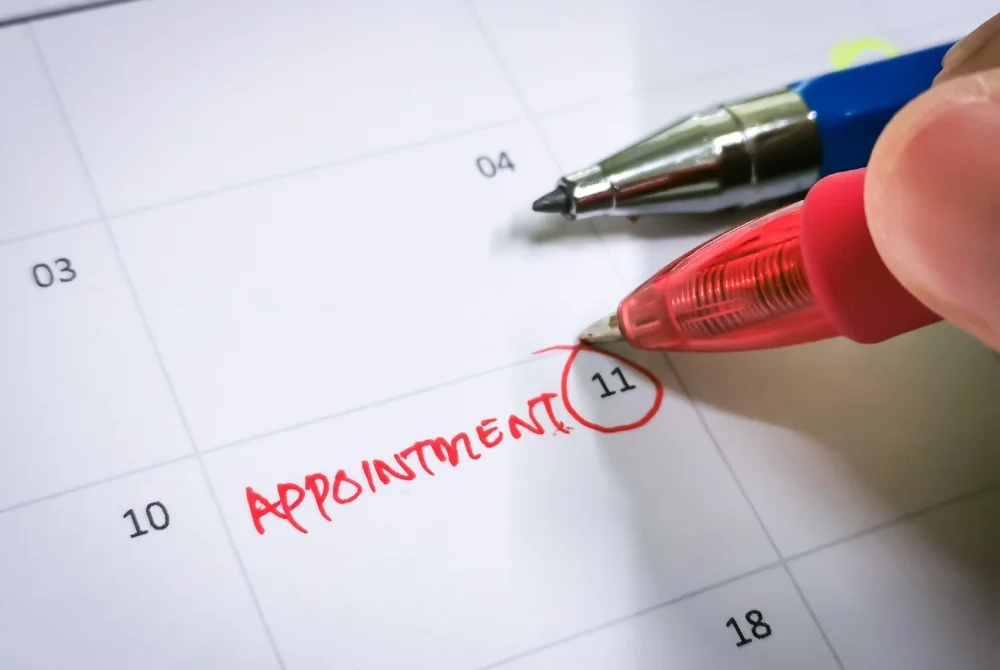 Salesenzine appointment system calendar with client appointment highlighted